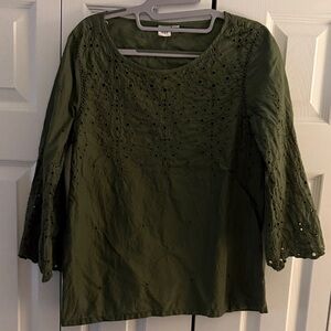 GAP Olive Eyelet Blouse